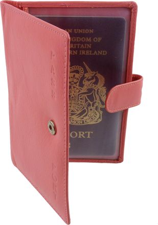Golunski Mens Ladies Leather Passport Holder Document Travel Wallet (Coral)