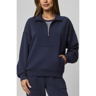 Splendid ScubaSoft Quarter Zip Sweater in Navy Blue at Nordstrom, Size X-Small