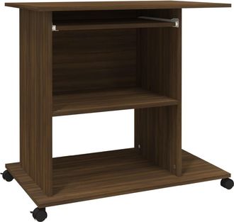 vidaXL Vidaxl - Escritorio De Madera Contrachapada Roble Ahumado 80x50x75 Cm