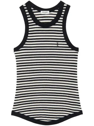 Saint Laurent Black Striped Cotton Tank Top