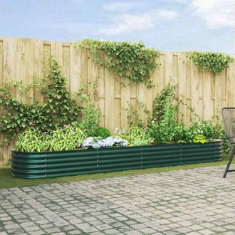 vidaXL Arriate Elevado Verde 400 X 80 X 44 Cm Acero Vidaxl