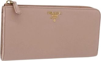 Prada Pre-owned Vintage Lange Portemonnee - Dames - Vintage Accessoires - Beige - ONE Size - Leer - Vintage
