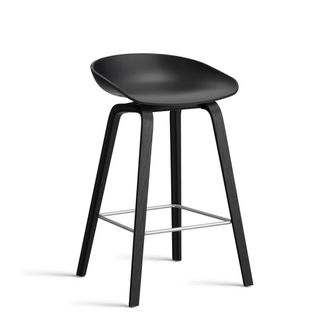 HAY About A Stool AAS 32 H 65 cm, Eiche schwarz lackiert / Edelstahl / black 2.0 (Kunststoffgleiter)