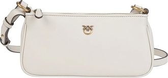 Pinko Mini Half Moon Baguette - Dames - Schoudertassen - Wit - ONE Size - Katoen - Tassen