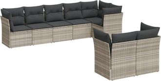 vidaXL Set De Sof&aacute;s De Jard&iacute;n 8 Pzas Y Cojines Rat&aacute;n Sint&eacute;tico Gris Vidaxl