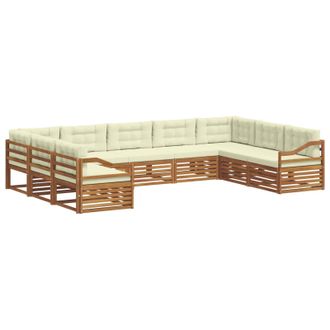 vidaXL Conjunto De Sof&aacute;s De Exterior 9 Uds. Natural Y Crema Vidaxl