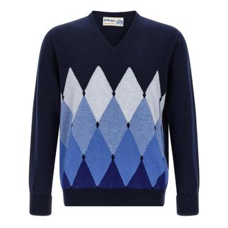 Ballantyne Cashmere Knitwear, male, Multicolor, Size: 2XL Cashmere Diamond Pattern Pullover Sweaters