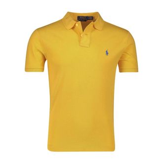 Polo Ralph Lauren Tops, Heren, Geel, 2Xl, Katoen, Gele korte mouw slim fit polo