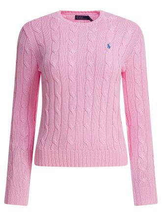 Polo Ralph Lauren Crew-Neck Cable-Knit Sweater With Logo Knitwear Pink