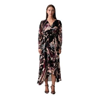 Joseph Ribkoff Geprinte Chiffonwikkeljurk - Dames - Wikkelkleedje - Veelkleurig - 2XL - Chiffon - Kleedjes