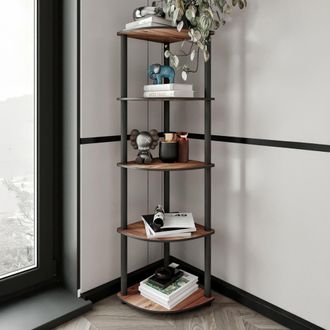 Dmora Estanter&iacute;a Sessanio, Biblioteca 4 Estantes, Instalaci&oacute;n Libre, Tono De Madera Nogal, 34x34x139h Cm Marr&oacute;n Nogal