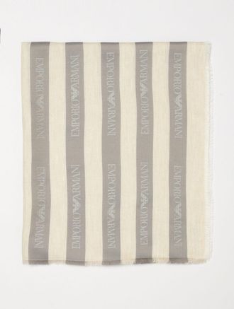 Emporio Armani Sciarpa Emporio Armani in misto modal a righe con logo jacquard