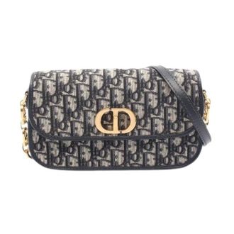 Dior Pre-owned 30 Montaigne Oblique Canvas Leren Schoudertas - Dames - Pre-owned - Blauw - Maat: ONE Size Leer