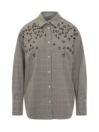Msgm Msgm Plaid Shirt With Embroidery