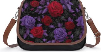 Generic Rose And Spider Web Fashion Womens Crossbody Bags Novelty Handbag Shoulder Bag Purse