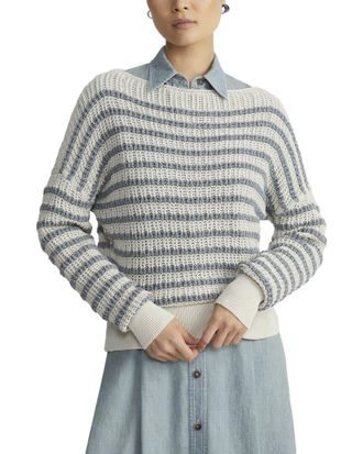 Lafayette 148 New York Stripe Dropped-Shoulder Bateau Sweater