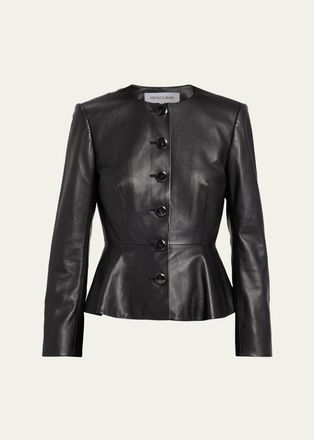 Veronica Beard Quinn Leather Peplum Jacket