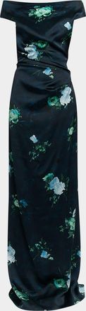 Erdem Abstract Rose Off-Shoulder Gown