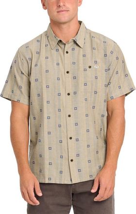 Billabong Sundays Stripe Jacquard Short Sleeve Cotton Button-Up Shirt in Pale Khaki at Nordstrom, Size Xx-Large