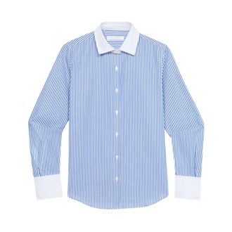 Brooks Brothers Katoenen overhemd met contrasterende kraag en manchetten - Dames - Overhemden - Blauw - XL - Katoen - Overhemden