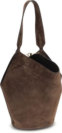 Khaite Womens Lotus Small Shoulder Bag Dark Brown Calf Leather Bos Taurus