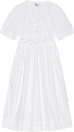 Ganni W0306 Stretch Katoenen Midi Jurk - Dames - Casual kleedjes - Wit - L - Katoen - Kleedjes