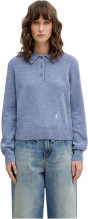 Sporty & Rich SRC Kasjmier Trui - Dames - Cashmere truien - Blauw - S - Kasjmier - Truien & Vesten
