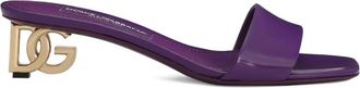 Dolce & Gabbana DNA 40mm logo-plaque heeled sandals - women - CALFSKIN/Lamb Skin/CALFSKIN/Goat Skin/Calf Leather - 39.5 - Purple