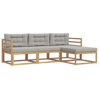 vidaXL Conjunto De Sof&aacute;s De Exterior 4 Pcs Blanco Y Gris Claro Vidaxl