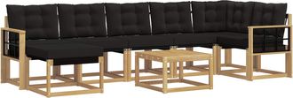 vidaXL Conjunto De Sof&aacute;s De Exterior 8 Uds. Blanco Y Negro Vidaxl