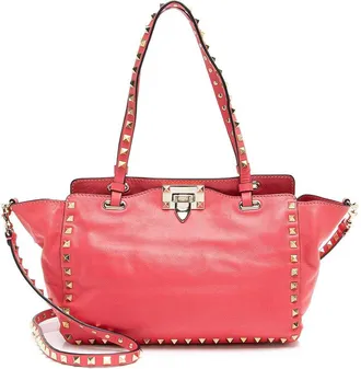 Valentino Pink Leather Rockstud Small Tote (Authentic Pre-Loved)