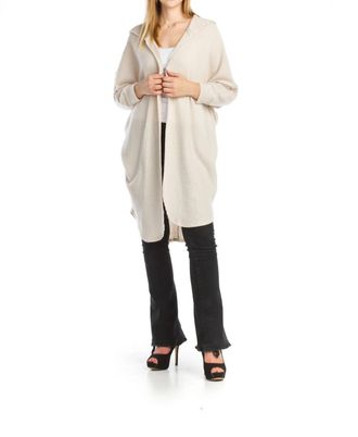 Papillon Waffle Knit Hooded Cardigan In Oatmeal