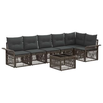 vidaXL Conjunto De Sof&aacute;s De Jard&iacute;n 7 Pcs Gris Rat&aacute;n Sint&eacute;tico Vidaxl