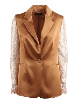 Clips Sheer Sequined Sleeve Tailored Jacket
