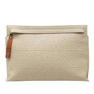 Loewe Pre-owned Canvas Clutch - Dames - Vintage Clutch - Beige - ONE Size - Leer - Vintage