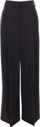 Brunello Cucinelli Zwarte Wool Stretch Palazzo Broek - Dames - Wijde Broeken - Zwart - S - Wol - Broeken
