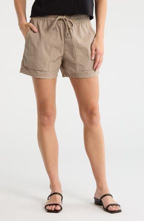 James Perse Stretch Cotton Poplin Drawstring Shorts in Overcast at Nordstrom, Size 1