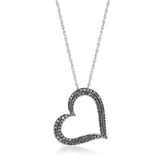 Ross-Simons Black Diamond Heart Pendant Necklace in Sterling Silver
