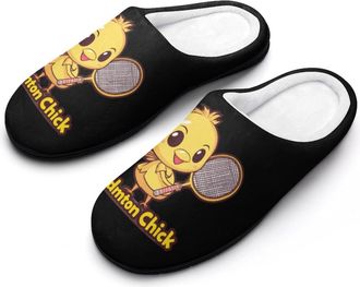 Generic Badminton Chick Chicken Birdie Womens Slippers Warm House Slippers Indoor House Shoes with Anti-Skid Rubber Sole