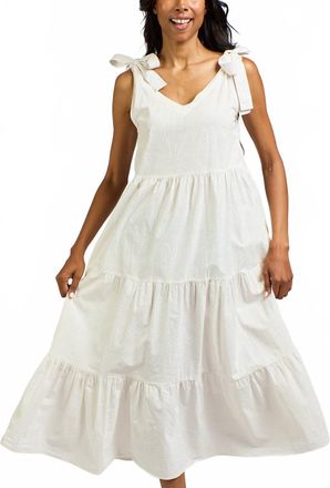 Mata Traders Lorelei Tiered Dress In White Waves