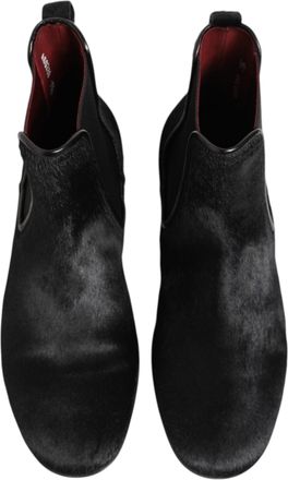 Dolce & Gabbana Black Leather Fur Men Chelsea Boots Shoes 90lf+kangaroo