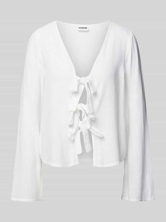 Noisy May Regular Fit Bluse aus Viskose-Leinen-Mix Modell LEILANI in Weiss, Gr&ouml;&szlig;e S