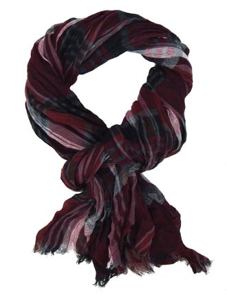 Ella Jonte Mens Scarf Blue Black Red or Grey Viscose Striped Mens Scarf, red, One Size