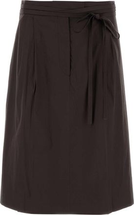 Prada Womens Brown Stretch Poplin Skirt - Dark Brown Cotton - Size EU 36 (Womens)