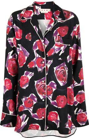 Marni spinning roses print shirt - women - Viscose - 38 - Black