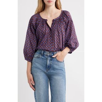 D&ocirc;en Jiana Print Organic Cotton Top in Menorca Foulard at Nordstrom, Size Xx-Small