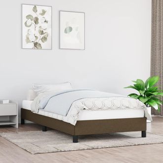 vidaXL Estructura De Cama Sin Colch&oacute;n Tela Marr&oacute;n Oscuro 90x190 Cm Vidaxl