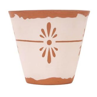 Foreside Home And Garden Lana Floral Terracotta Small Planter in White at Nordstrom