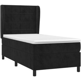 vidaXL Vidaxl - Cama Box Spring Con Colch&oacute;n Terciopelo Negro 90x200 Cm