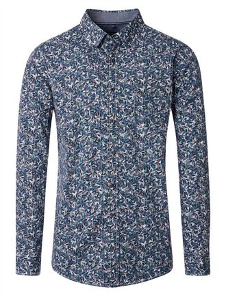 Casamoda blauw geprint modern Casa Moda casual fit overhemd